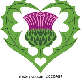 Scottish Heart & Thistle. Vector tattoo