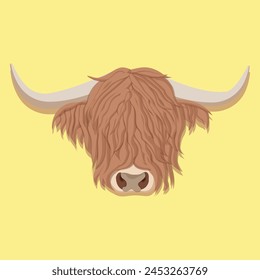 Scottish Highland Cow vector illustration