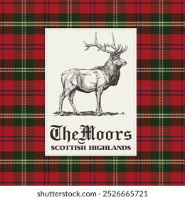 Scottish Highlands Deer Badge Logo Vector