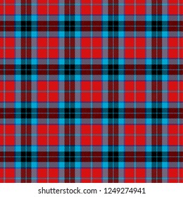 Scottish pattern in black, red and blue cage. Scottish cage. Christmas and new year tartan plaid.  Traditional Scottish checkered background. Seamless fabric texture. Vector illustration