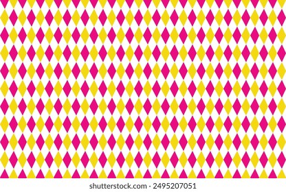 Scottish pattern in yellow, white and pink rhombuses. Scottish cage. Traditional scottish background of diamonds.Vector illustration