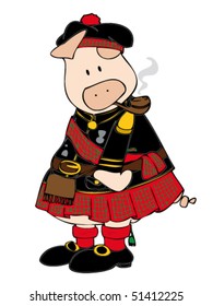 Scottish Pig with pipe.