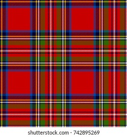 Scottish plaid in classic colors. Royal Stewart tartan seamless pattern. Editable pattern with  clipping mask