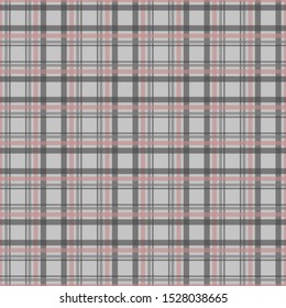 Scottish plaid fabric for print design. Scottish checkered background. Gray gingham seamless pattern. Pink checkered plaid seamless pattern. Red gingham pattern.