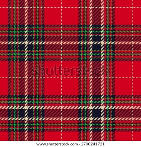 Scottish plaid seamless pattern with christmas red and green