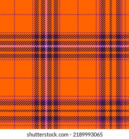 Scottish plaid seamless pattern, Harvest collection, with pumpkin red and magic purple