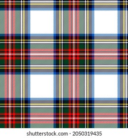 Scottish plaid, Stewart Dress Modern tartan seamless pattern in traditional colors over the white field