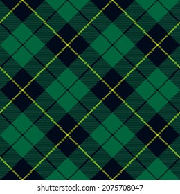 Scottish plaid, Wallace Hunting tartan seamless pattern in traditional colors on green field