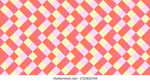Baldosas rhombus escocesas de diseño gráfico vectorial sin fisuras. Forma cuadrada de fondo vintage. Patrón transparente geométrico Rhombus, impresión textil trenzada. Colocación sin fin de tablero de ajedrez.