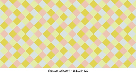 Baldosas rhombus escocesas de diseño gráfico vectorial sin fisuras. Cuadrado forma papel pintado de época. Rhombus patrón geométrico sin costuras, mantel de impresión textil. El tablero de ajedrez cuadrado es un fondo interminable.