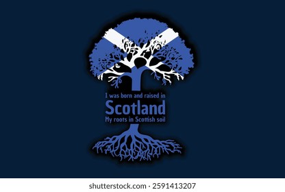 Scottish roots and symbolism: a tree with the Scottish flag, embodying national pride and love for nature	