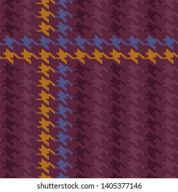 Scottish seamless knitted woolen pattern Houndstooth in a purple tone