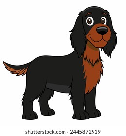 Scottish Setter dog vector illustration isolated on white background in cartoon style.