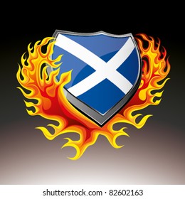 scottish shield in flame