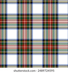 Diseño de estampado de cuadros de tartán de Stewart escocés para estampado de tela, textiles, ropa y fondos. Patrón de Vector sin costuras.