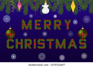 Scottish tartan at the base for a Christmas or New Year card or for designing a website in a Christmas style with a Scottish style Tartan imitation.