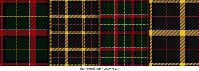 Scottish Tartan Checkered Seamless Patterns set. Vector Repeat Backgrounds