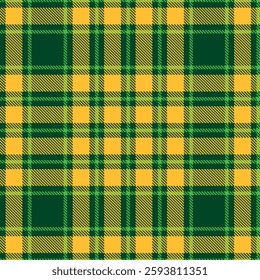 Scottish tartan in green and yellow tones, Vector illustration