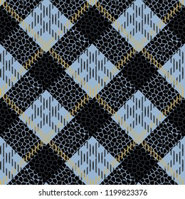 Scottish tartan grunge seamless pattern leopard spots. tartan with leopard style. eps10.