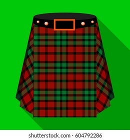 Scottish tartan kilt.The men s skirt for the Scots.Scotland single icon in flat style vector symbol stock illustration.