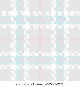 Scottish tartan in light grey and light blue check, Vector illustration