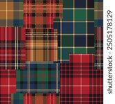 Scottish tartan plaid fabric patchwork wallpaper vintage vector seamless pattern for fabric shirt card print paper tablecloth pillow