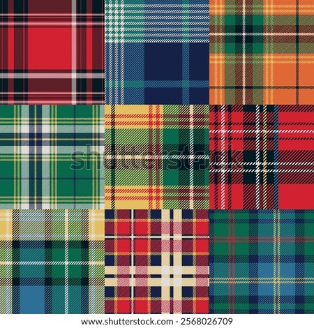 Scottish tartan plaid fabric patchwork wallpaper vintage vector seamless pattern for fabric shirt card print paper tablecloth pillow