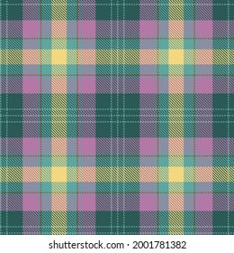 Scottish tartan seamless pattern.Geometric turquoise,purple and yellow checkered plaid background.For fabrics,webdesigns,wallpaper,wrapping paper,patchwork,scrapbooking.