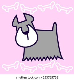 Scottish Terrier cartoon dog on the pink background