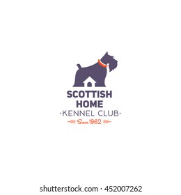 Scottish Terrier Club Logo. Dog Kennel Emblem.