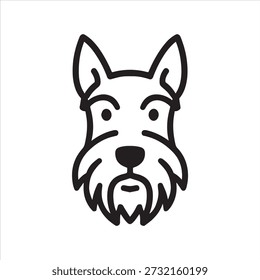 Scottish terrier dog head front view outline icon vector.