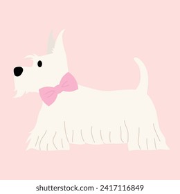 Scottish Terrier dog illustration for Happy Valentines day greeting card,wedding card