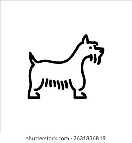 Scottish Terrier cão contorno ícone. ilustração da linha preta da raça do cão.