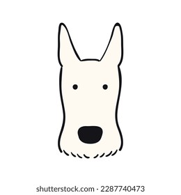 Scottish terrier dog, puppy face cute funny cartoon character illustration. Hand drawn vector, isolated. Line art. Domestic animal logo. Design concept pet food, branding, business, vet, print, poster