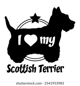 Scottish Terrier dog silhouette, i love my dog,  dog, dog breeds, logo, vector, silhouette, animal, illustration, icon, sign, black, pet,