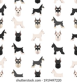 Schottische Schottenhunde in verschiedenen Posen und Farben. Adult und Welpe nahtlose Muster.  Vektorgrafik
