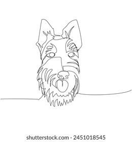 Scottish Terrier, hunting dog, dog breed, companion dog one line art. Continuous line drawing of friend, dog, doggy, friendship, care, pet, animal, family, canine.