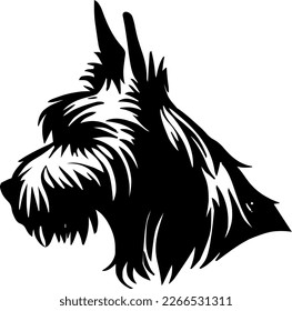 Scottish Terrier outline only, dog head, vector illustration, black color, vector image