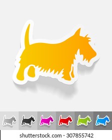 scottish terrier paper sticker with shadow. Vector illustration