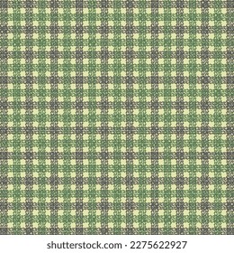 Scottish textile design in tones of green, ivory and black. Suggestion for plaid, tartan, gingham pattern. Linen or cotton fabric. Abstract vector.