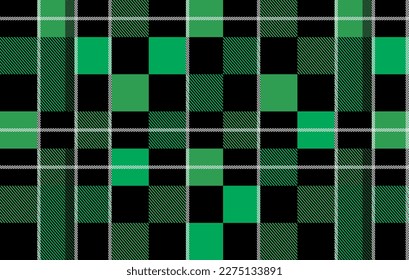 A Scottish vector of alternating squares of different hues of green in block repeat pattern