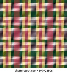 Scottish wool plaid checkered vintage decoration seamless vector texture pattern