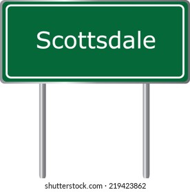 Scottsdale, Arizona, Road Sign Green Vector Illustration, USA City