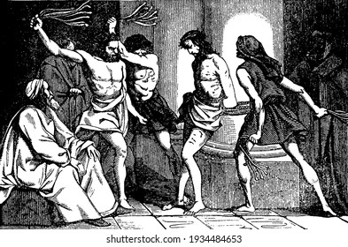 Scourging of Jesus vintage illustration. 