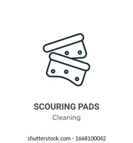 Scouring pads outline vector icon. Thin line black scouring pads icon, flat vector simple element illustration from editable cleaning concept isolated stroke on white background