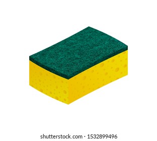 Scouring pads spong for housework cleaning and scouring pad domestic spong work tools. Vector stock illustration.