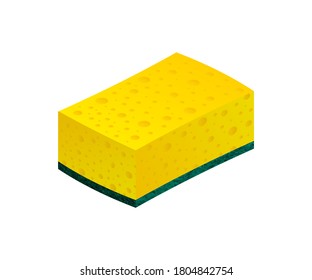 Scouring pads sponge for housework cleaning and scouring pad domestic sponge work tools. Vector stock illustration.