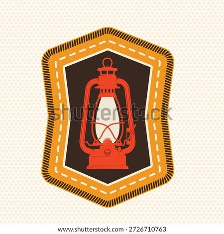 Scout badge with Camping Lantern. Vector. Merit patch, sticker for camping outdoor and academic activities