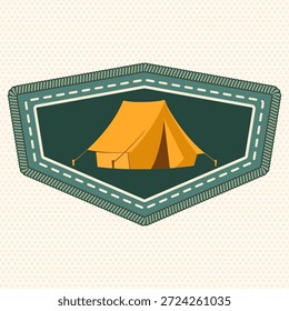 Scout badge with camping tent. Vector. Merit patch, sticker for camping outdoor and academic activities