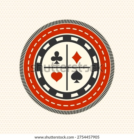 Scout badge with casino chips. Vector. Merit patch, sticker for camping outdoor and academic activities. Perfect for scouting groups, camping events, bike clubs, outdoor apparel, stickers, embroidery